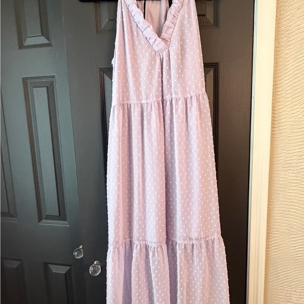 Lavender Polka Dot Dress Long - size medium